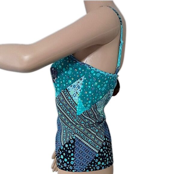 Y2K Patchwork Print FITTED Tank Top M NEW Vtg 90s Bra Cami Fairy Bohemian Hippie - Picture 7 of 16